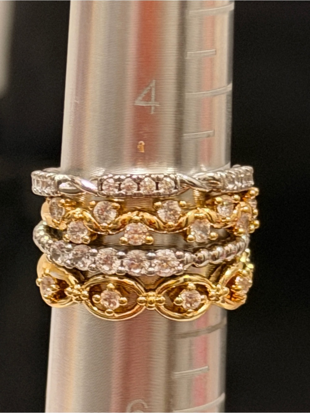 Bomb Party Delicates NWT!! Gold and Silver Diamond CZ (4) Ring Set